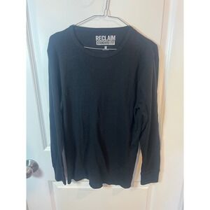 Reclaim Mens Thermal Shirt Waffle Knit Black Size M